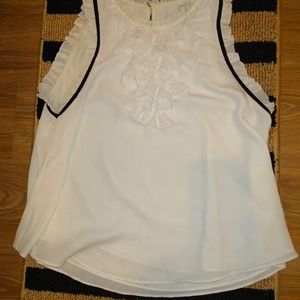 White Ruffled Sleeveless Blouse